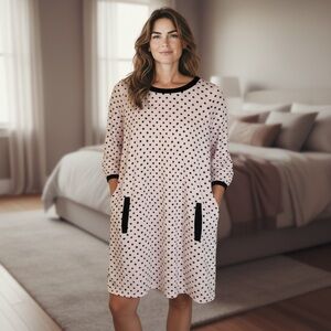 Kate Spade Nightgown “Dream A Little Dream” Black and White Polka Dot Size M